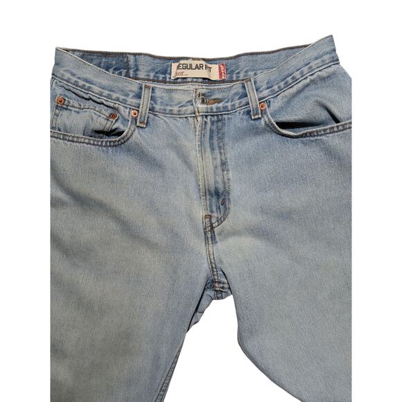 Levi’s 505 Regular Fit Jeans Light Wash Men’s 34x36 Straight Leg Distressed Fade - Picture 3 of 15